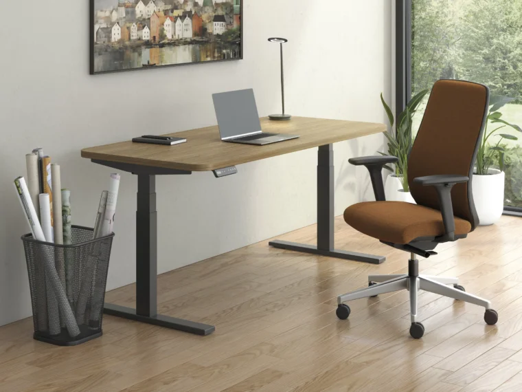 Day to day height adjustable table with radius corner web