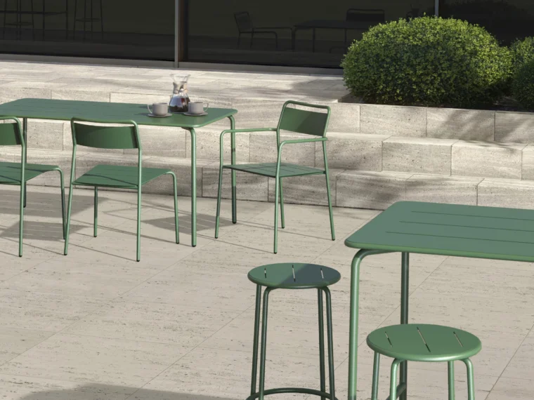 Cascades outdoor tables and backless stools lg