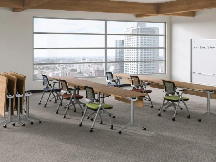 Day to day training room with flip top tables and stow seating md 4