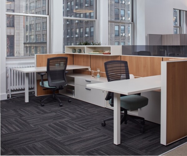 Matrix with laminate tiles recessed frameless glass mounted screens and natick task seating steel storage lateral files md 1